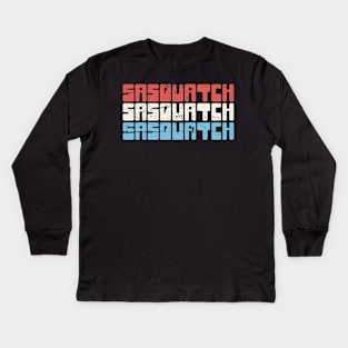 Retro 70s Patriotic Sasquatch Bigfoot Kids Long Sleeve T-Shirt